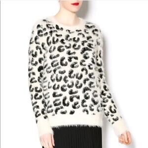 POL Cream Eyelash Leopard Print Pullover NWOT